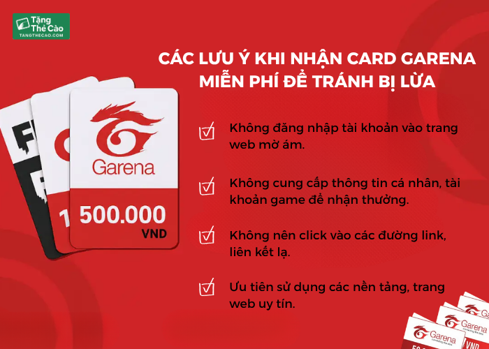 Các lưu ý khi nhận card Garena miễn phí để tránh bị lừa